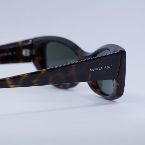 Saint Laurent SL593 002 Sunglasses Havana Cat Eye Frame, Grey Lenses - Picture 5 of 11
